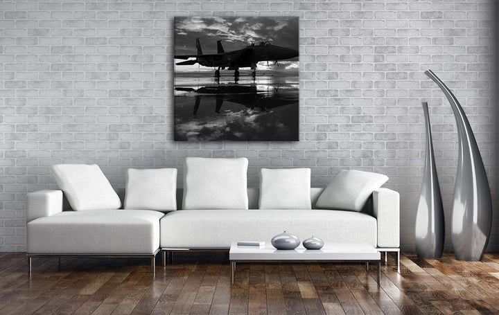 deyoli Kampfjet Format: 70x70 Effekt: Schwarz&Weiss als Leinwandbild, Motiv fertig gerahmt auf Echth