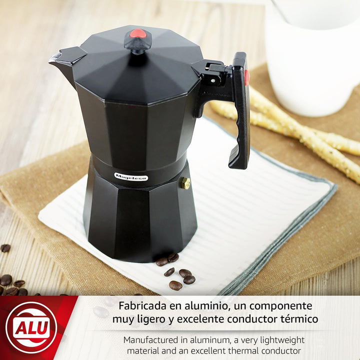 Magefesa Colombia Noir - Espressokocher für 12 Tassen, 600 ml, Extra Dickes Aluminium, für alle Herd