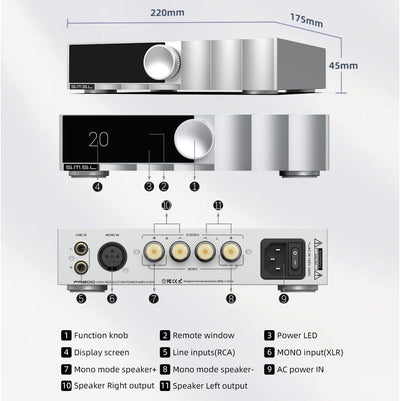 SMSL VMV PA200 Power Amplifier infineon's New GaN FET, Stereo Pure Amplifier Pass-Through Mode, Chip