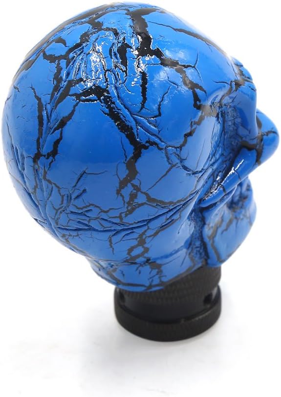sourcing map Totenkopf-Stil Auto LKW manuell Schalthebel Schaltknauf Hebelschalter Blau