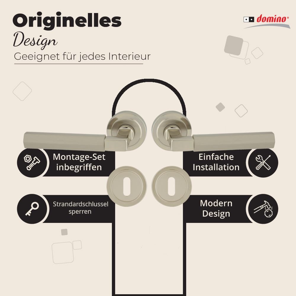 domino Türgriff HERA-R M7/M9 BB-Buntbart Drückergarnitur für Zimmertüren Türdrücker-Set Rosetten-Gar