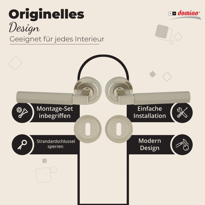 domino Türgriff HERA-R M7/M9 BB-Buntbart Drückergarnitur für Zimmertüren Türdrücker-Set Rosetten-Gar