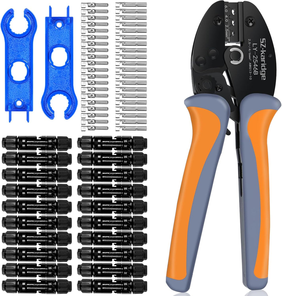 40 Paar Solarstecker Crimpzange-Set für 2,5/4/6mm² Solarpanel-Kabel, Photovoltaik-Stecker, Steckverb