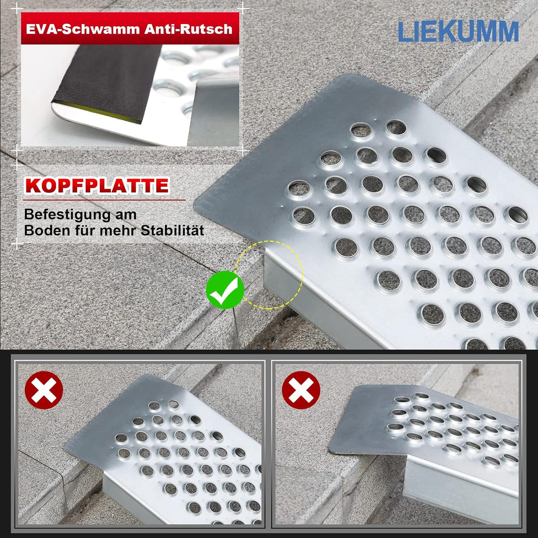 LIEKUMM 2X Auffahrrampe, Laderampe mit Stanze, 600kg/Paar Kapazität für Motorrad, ATV, LKW, Quad, Ra