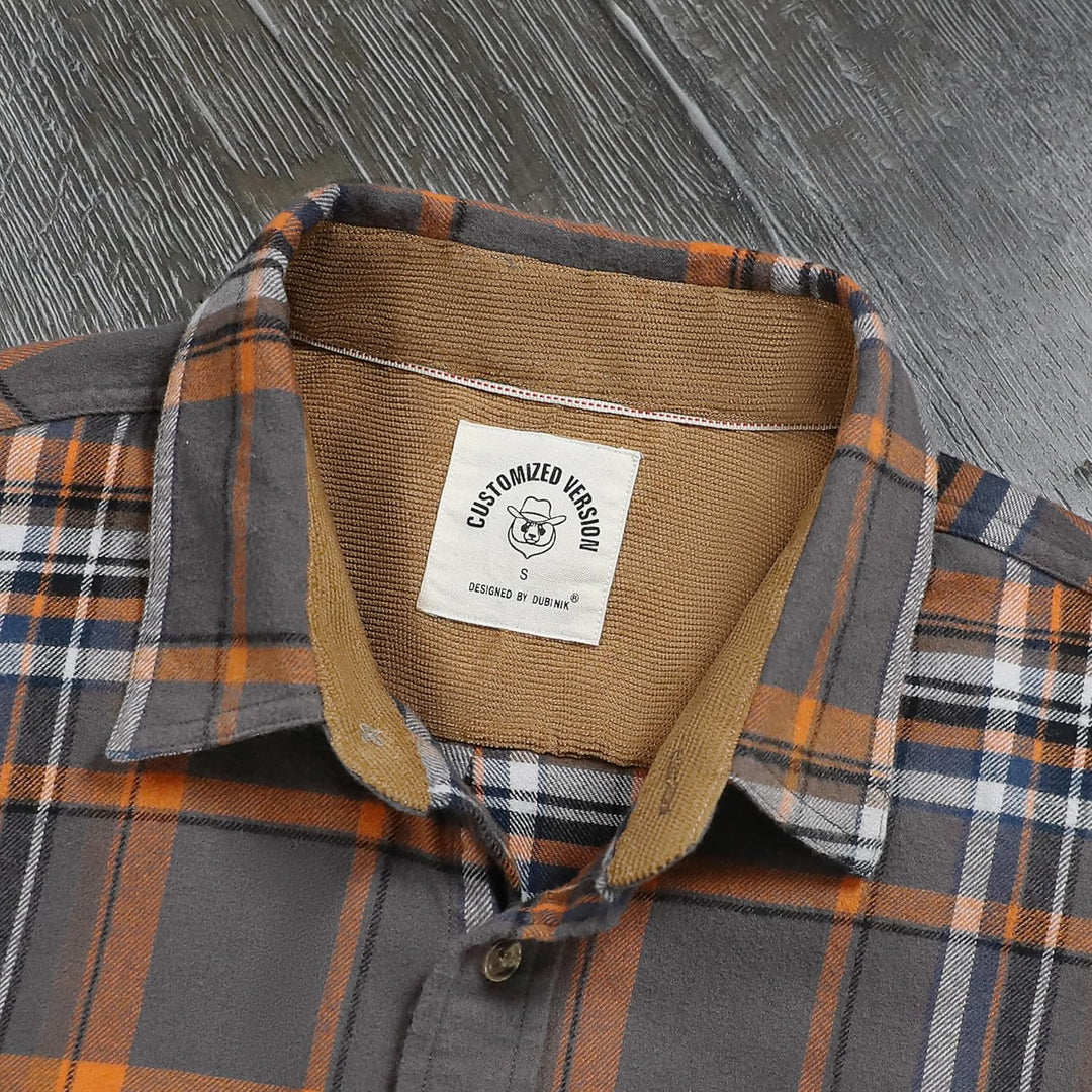 Dubinik® Flanellhemd Herren Button Down Kariert Baumwollhemd Freizeithemd Hemd Herren Langarm mit Zw