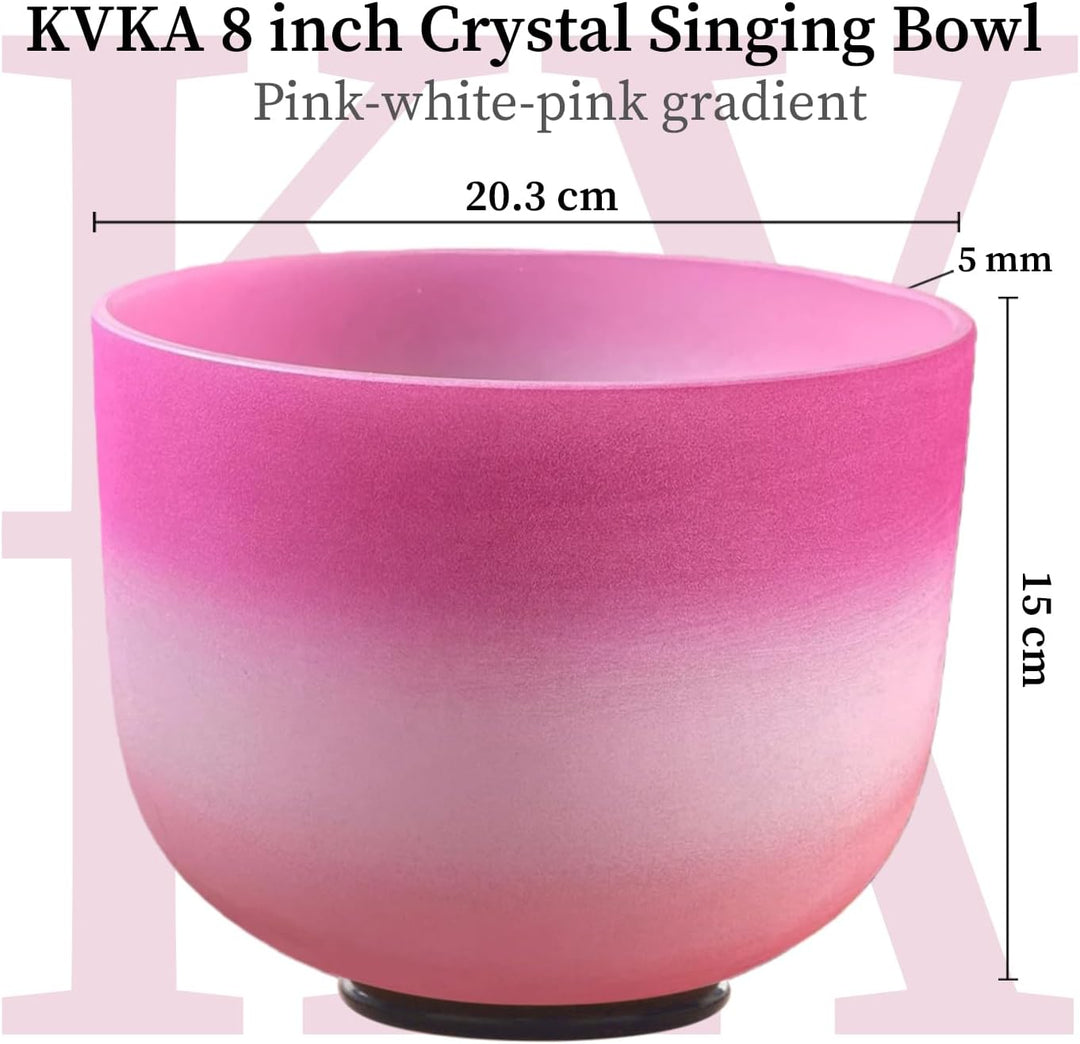 KVKA 20cm Klangschalen, 432Hz 8 inch C note Half-pink Design Chakra Klangschale für Yoga Meditation