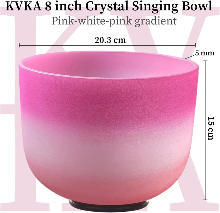 KVKA 20cm Klangschalen, 432Hz 8 inch C note Half-pink Design Chakra Klangschale für Yoga Meditation