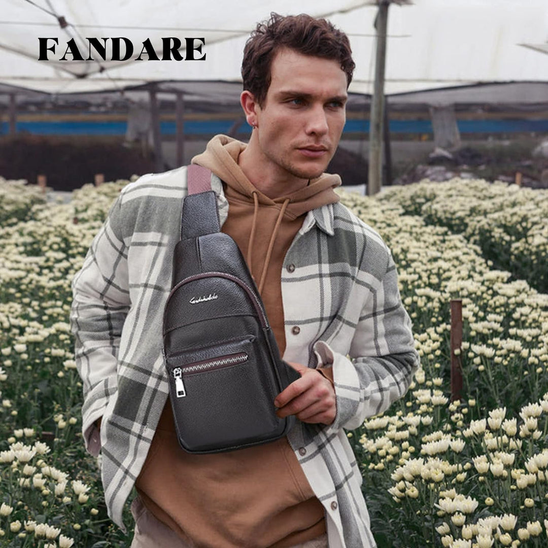 FANDARE Retro Brusttasche Ultraleicht Schultertasche Herren Sling Bag Geschäft Chest Bag Umhängetasc