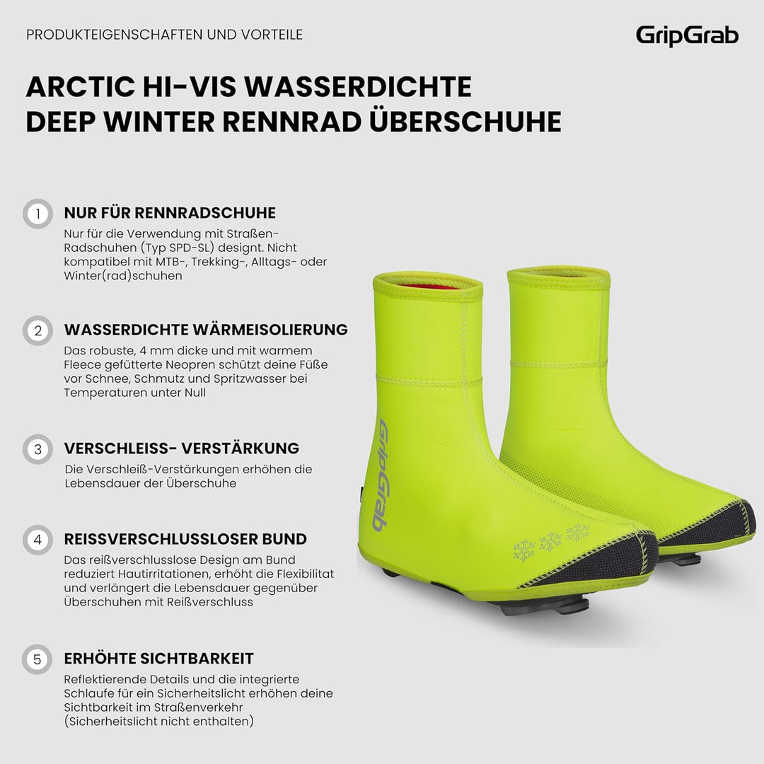 GripGrab Arctic Gefütterte Winter Rennrad Überschuhe Extrem Warme wasserdichte Winddichte Thermo Rad