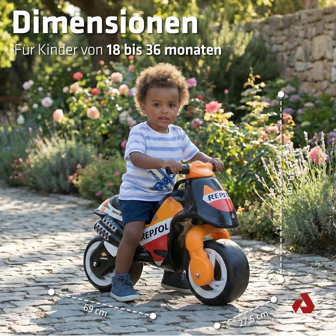 INJUSA - Moto Laufrad Neox Repsol, Ride-On für Kinder von 18 Monaten bis 3 Jahren, mit breite Kunsts