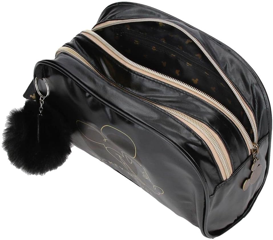 Disney Mickey Outline Kulturbeutel, 26 x 16 x 11 cm, Polyester, Schwarz, Kulturbeutel mit Zwei Fäche