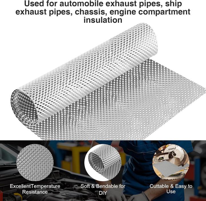 1 Rolle 40cm x 150cm Geprägt Hitzeschutzblech aus Aluminium, für Auspuff isolierung und Motor Wärmed