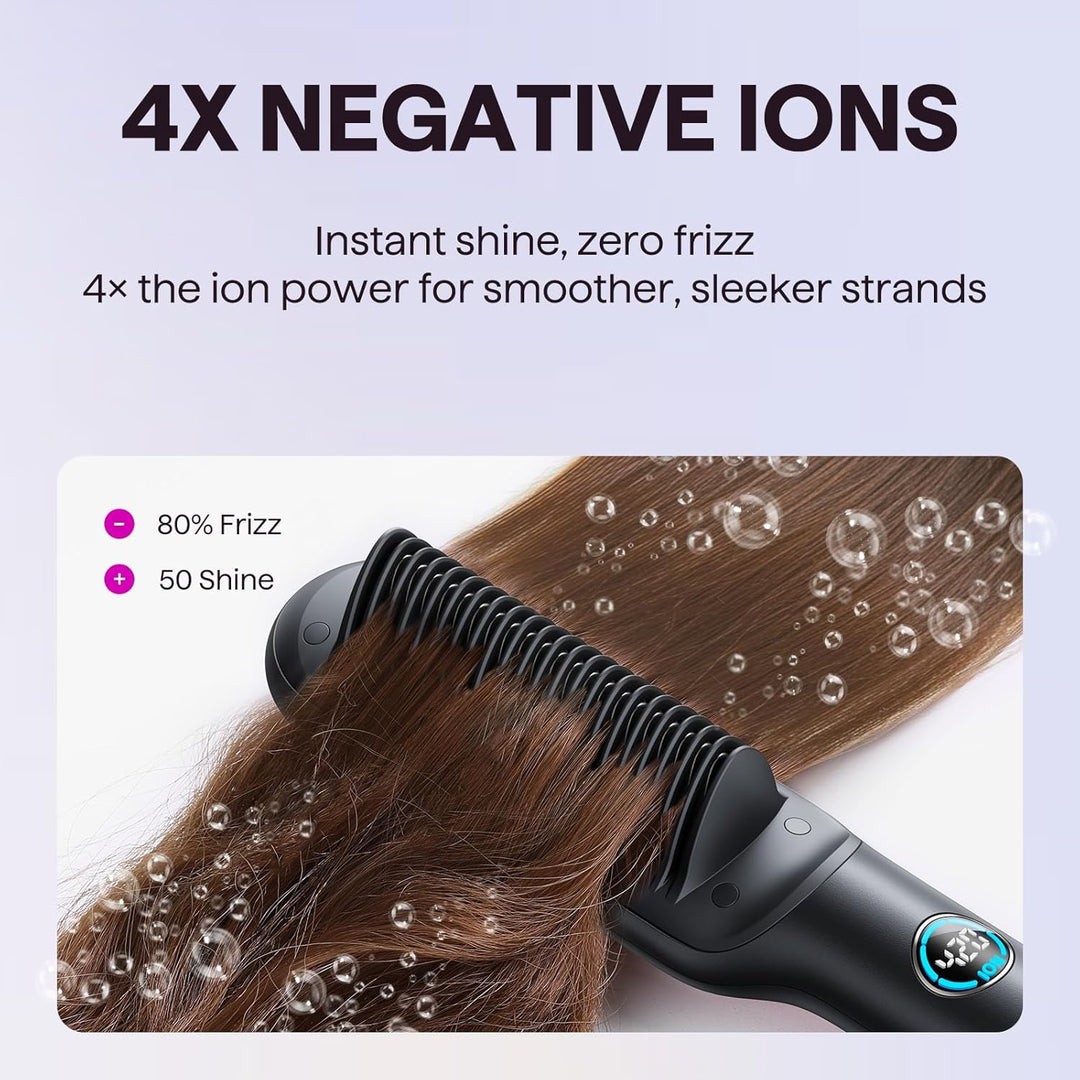 Wavytalk Glättbürste, Ionische Glätteisen und Bürste 2 in 1, Verbrühungsschutz Keramik Haarglätter B