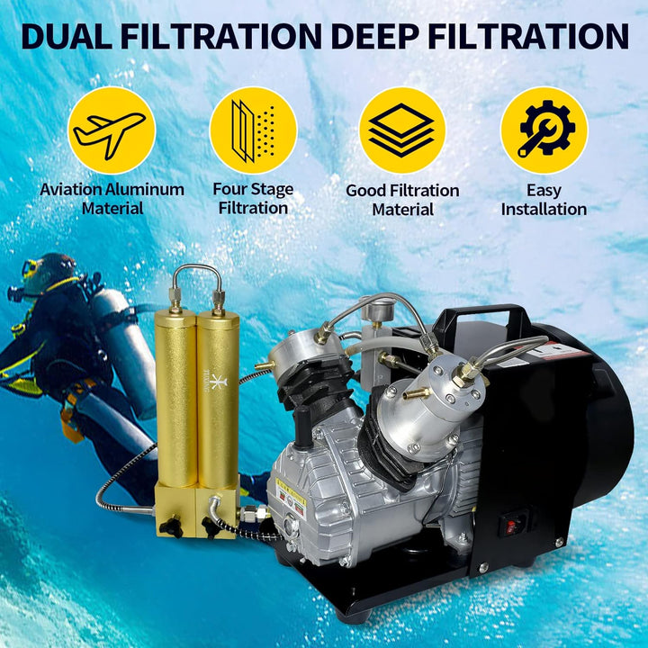 TUXING 4500Psi Pcp Kompressoröl-Wasserabscheider, mit Anti-Explosionsventil, zweistufiger Filtration