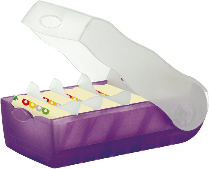Karteibox CROCO A7, transl.-lila mit 5 Stützen und 100 Karten, 2 Boxen-Sparset