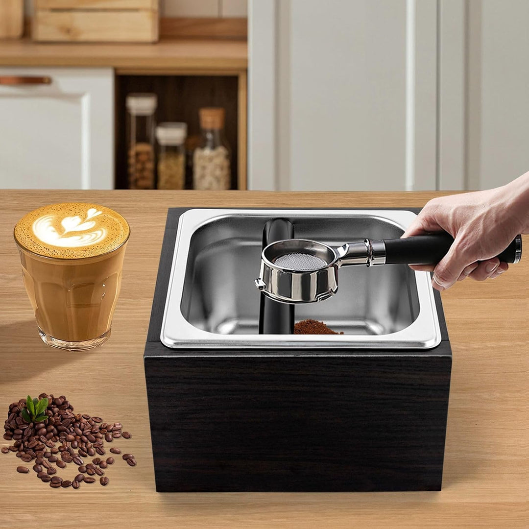 Abklopfbehälter Abschlagbehälter Abnehmbarer Espresso-Klopfbox, Edelstahl Kaffeesatz Pucks Klopfbox
