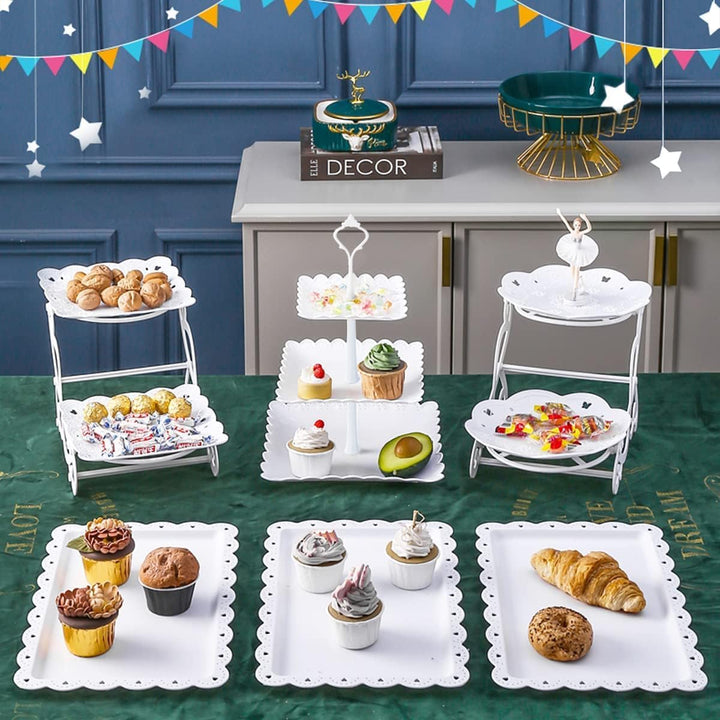 PIPITA Cupcake-Ständer-Set, 2-stöckige Turmhalter und 3 Serviertabletts, Party- und Event-Tischdekor