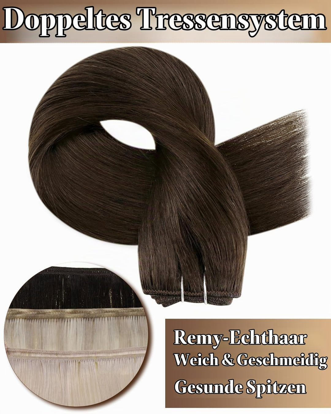 Hetto Tressen Echthaar Extensions Dunkelbraun Tressen Extensions Zum Einnähen Tressen Extensions Bra