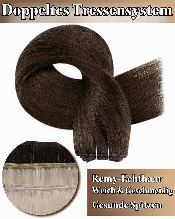 Hetto Tressen Echthaar Extensions Dunkelbraun Tressen Extensions Zum Einnähen Tressen Extensions Bra