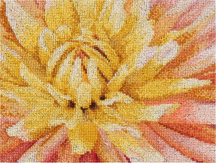 Thea Gouverneur - Kreuzstich-Set - Kissen mit Dahlia - Aida Schwarz - 18 Count - Für Erwachsene - 44