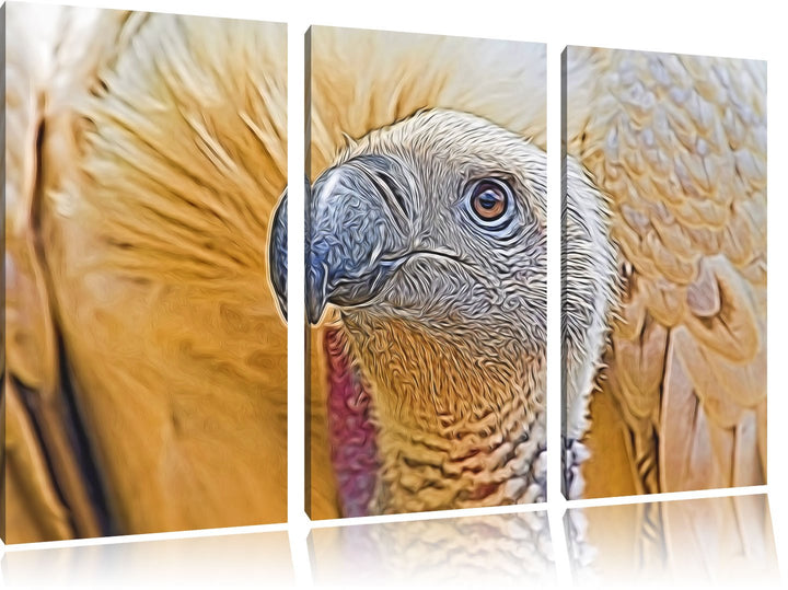 aussergewöhnlicher Geier NewArt 3-Teiler Leinwandbild 120x80 Bild auf Leinwand, XXL riesige Bilder f