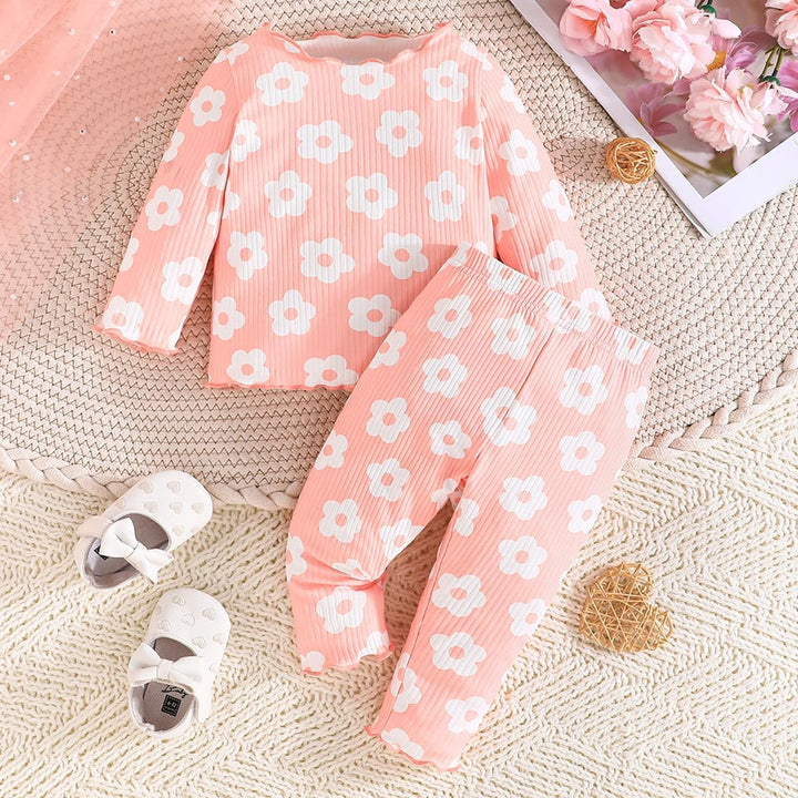 Kleinkind Baby Mädchen kleidung Set Rüschen Gerippte Kurzarm/Langarm T-Shirt Tops + Shorts Hosen 4Pc