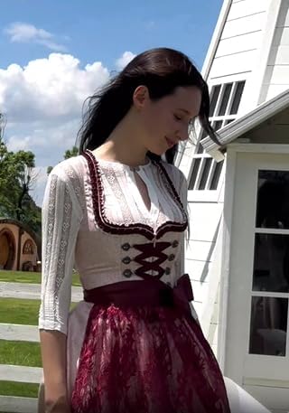 Dirndlwelle Dirndl Damen,Dirndl Schuhe Damen Elegante Kleid für Besondere Anlässe Trachtenkleid Dame