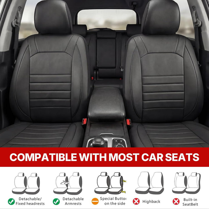 AUTOYOUTH Universal Vordersitzbezüge, wasserdicht, PU-Leder, Schwarz, Airbag-kompatibel, Paar, für S