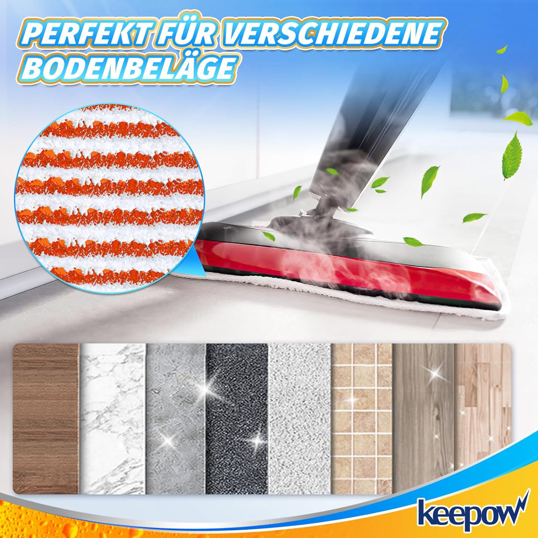KEEPOW 8 Stück für Vileda Steam PLUS XXL Dampfreiniger Ersatzbezüge, Waschbar Ersatzbezug für Vileda