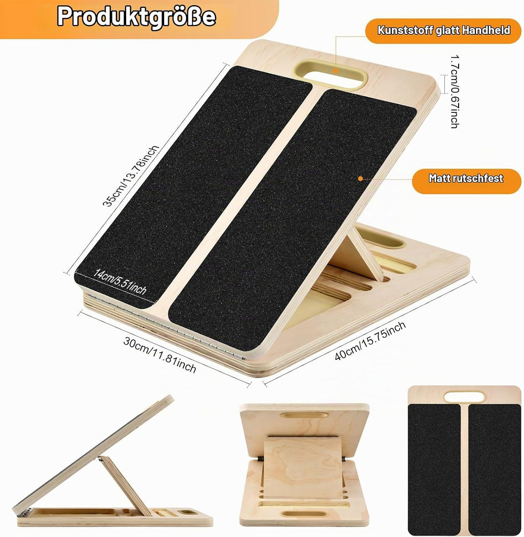 Portable Wooden Slant Board, Balance Board aus Holz für Waden-Stretching &amp; Physiotherapie, Einstellb