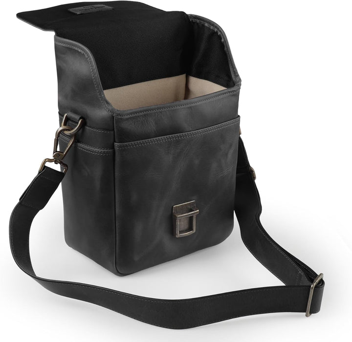 MegaGear MG1328 Torres Mini Kameratasche - Kuriertasche aus echtem Leder für Spiegellose, Sofortbild