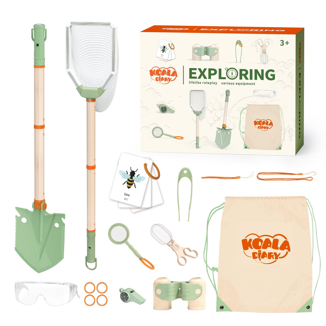 Koala Tagebuch Kinder Outdoor Explorer Kit, 11PCS Bug Catching Kit mit Schmetterlingsnetz, Schaufel,
