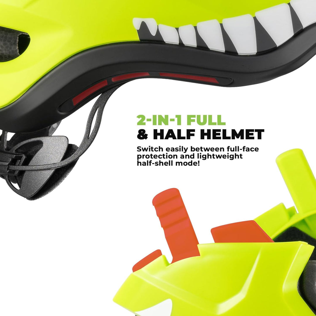 ROCKBROS Kinderhelm Integriert Fahrradhelm Kinder Jugend Fullface Helm mit Abnehmbarem Kinnschutz BM