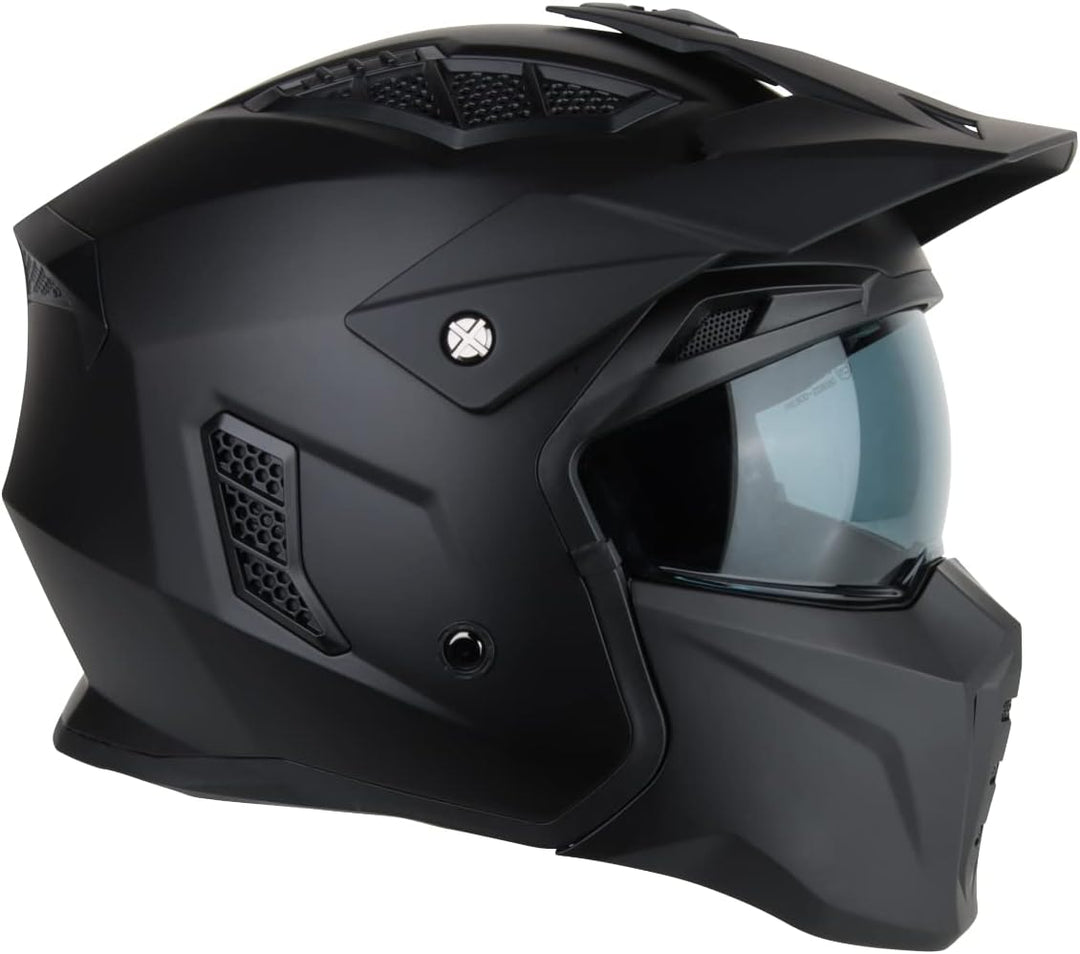 VINZ Kioto Jethelm / Streetfighter Helm | ECE 22.06 zugelassen | Rollerhelm mit Sonnenvisier / Sonne
