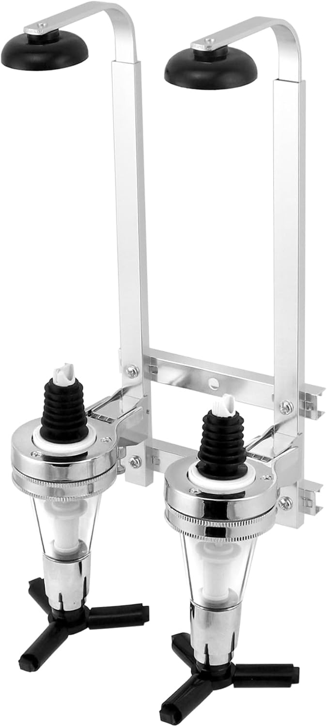 QWORK® Doppelkopfspender, Wand Montierter Flaschenhalter, Aluminiumlegierung, für Bar, Party