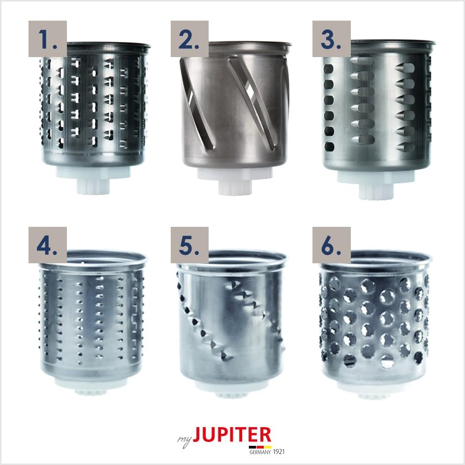 Jupiter Küchenmaschinen original dreier Zusatztrommelset (Feinreib,Julienne, Kronen), Edelstahl, für