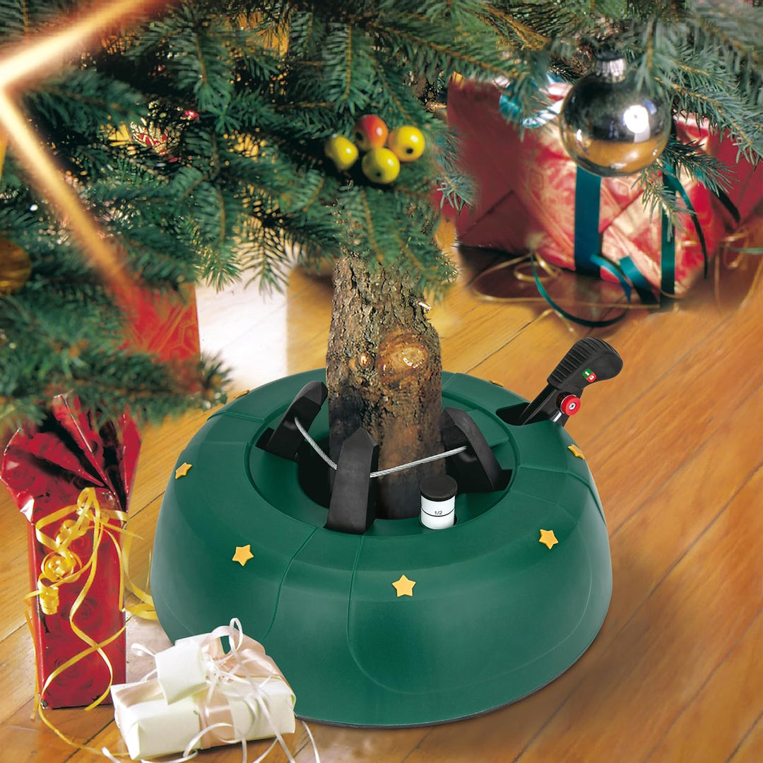 Christbaum Ständer grün mit Einseiltechnik und Fusshebel - 32 cm - Weihnachtsbaumständer mit Wassert