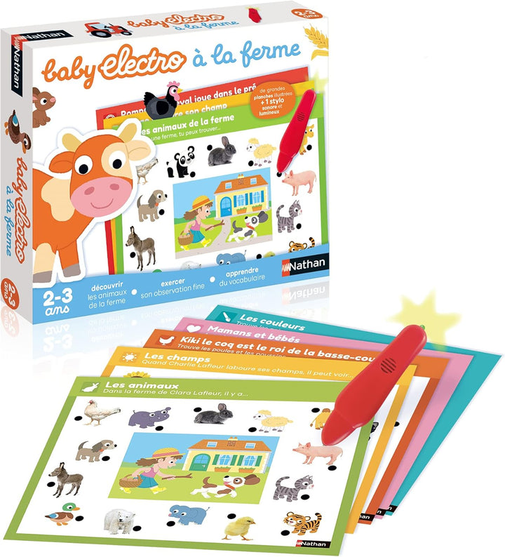 NATHAN 31621 Animals Baby Electro der Bauernhof-Elektronisches Lernspiel für Kinder 2-3 Jahre, Mehrf