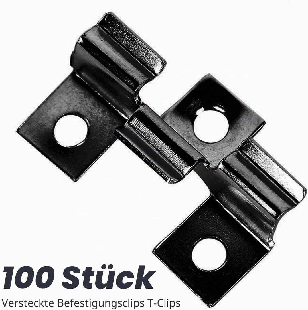 100 Stück WPC Clips Edelstahl, Terrassenclips Clips Klammer WPC Dielen Befestigungsclips (9mm), 9mm