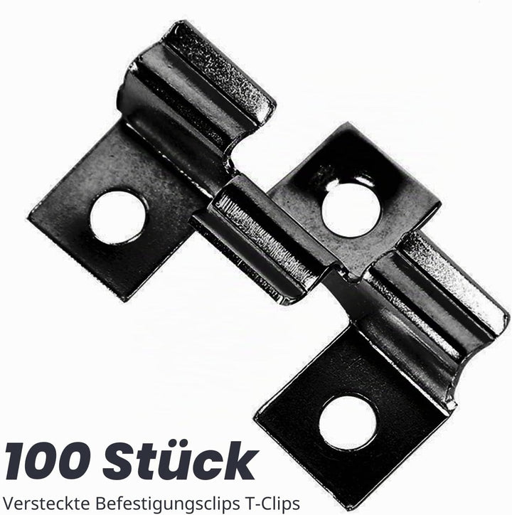 100 Stück WPC Clips Edelstahl, Terrassenclips Clips Klammer WPC Dielen Befestigungsclips (9mm), 9mm