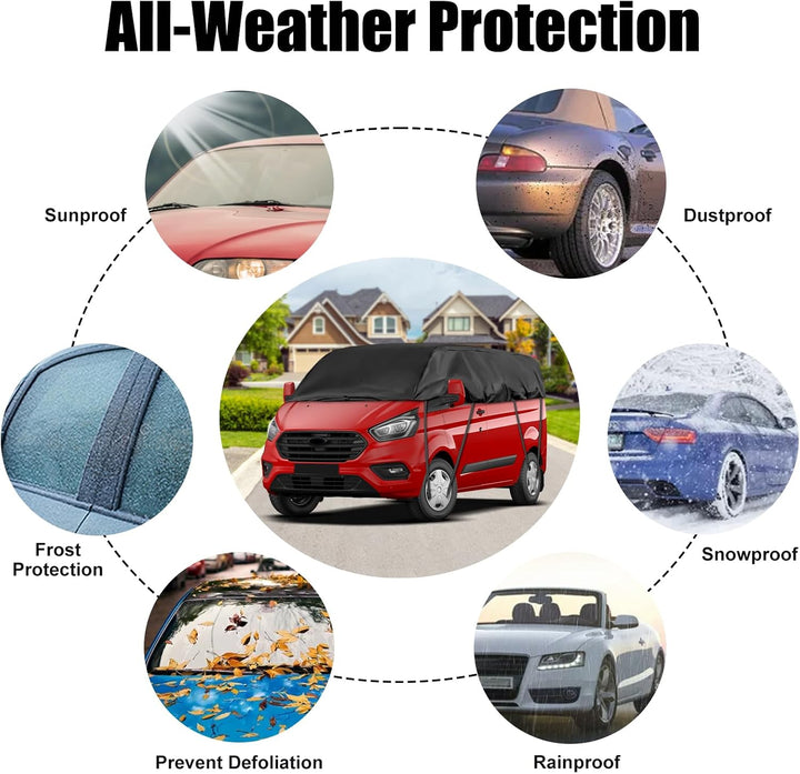 Autoabdeckung Wasserdicht Ersatz für 2012-2024 Ford Transit Custom, Sonnenfest Hälfte Autoabdeckung,