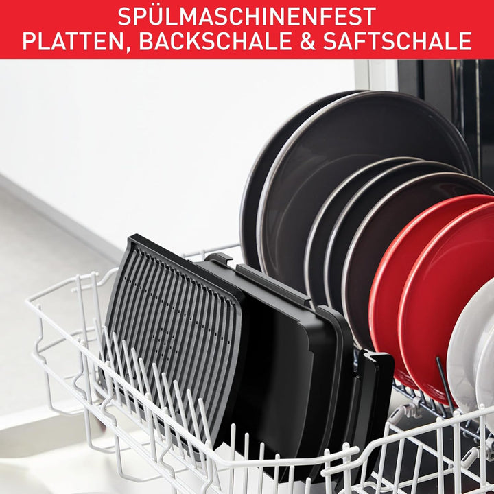 Tefal GC714D OptiGrill+ Kontaktgrill mit Backschale | 2000 Watt | 6 voreingestellte Programme | Auft