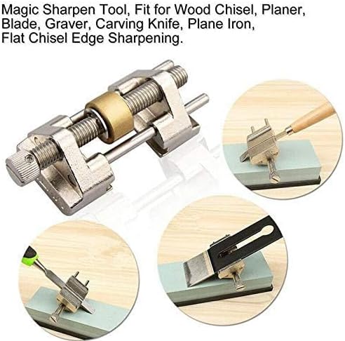 Powertool Kantenschärfer, Winkelschärfer, Klemmwinkel, Honführung mit Edelstahl-Rolle für Holzmeisse