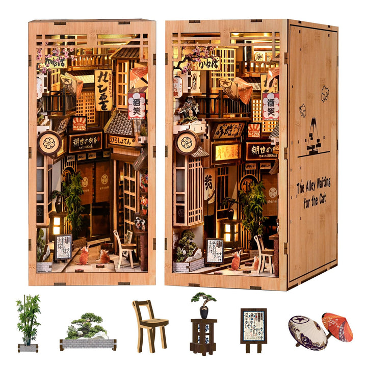 Book Nook Kit, DIY Miniatur Haus Puppenhaus Bausatz Bücherregal Deko für Jugendliche und Erwachsene（