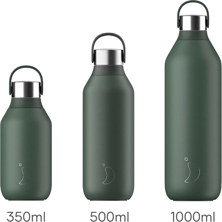 Chilly's Series 2 Trinkflasche - Isolierflasche aus Edelstahl mit Soft-Touch-Kragen & Trageschlaufe