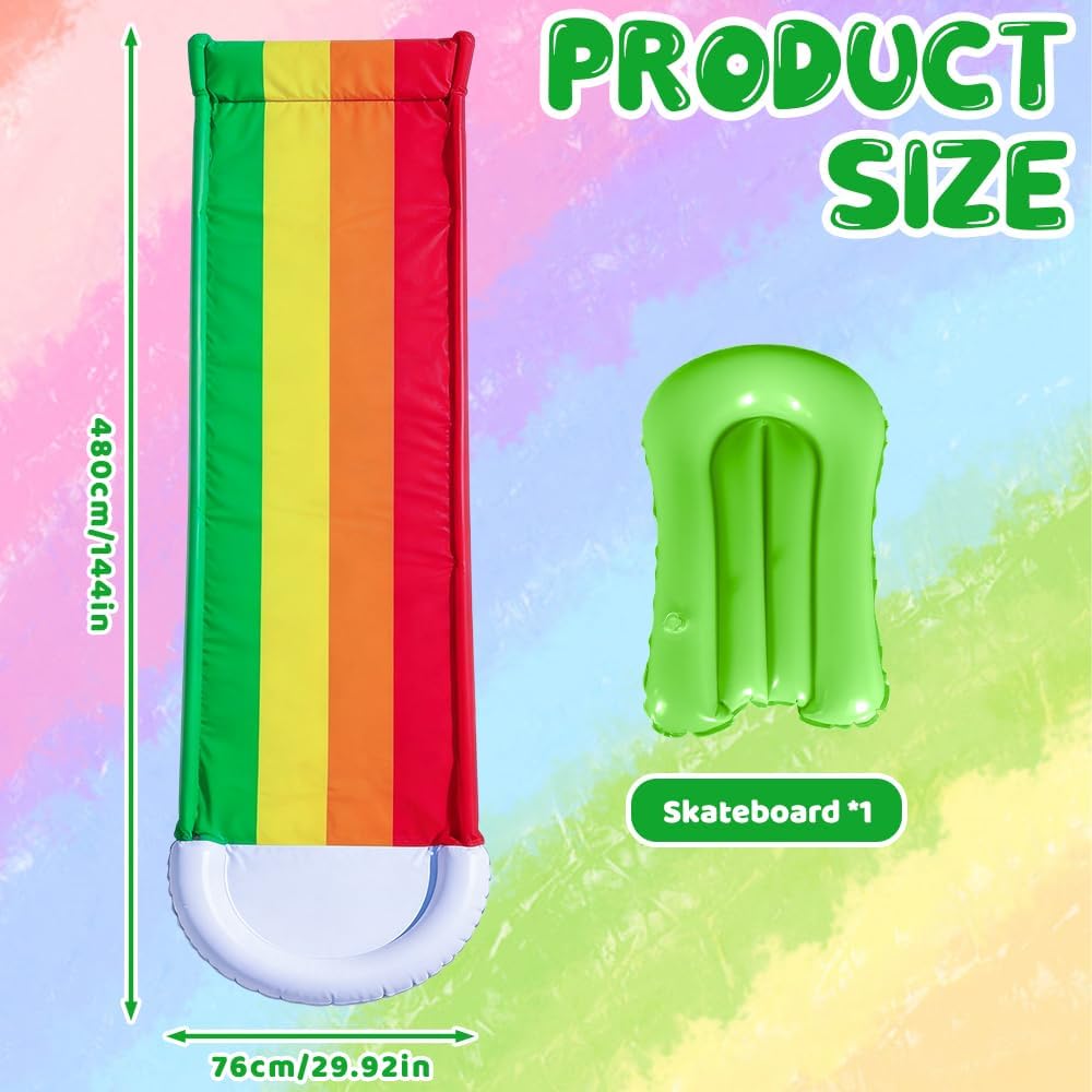 Wasserrutsche Garten für Kinder, 480x76 cm Aufblasbare Wasserrutsche mit Bodyboards, Single Watersli