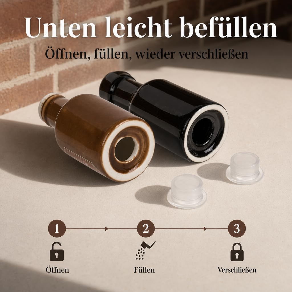 MIJOMA Salz- & Pfefferstreuer Set - Stilvolles Porzellandesign, Lebensmittelecht, Einfach zu Befülle