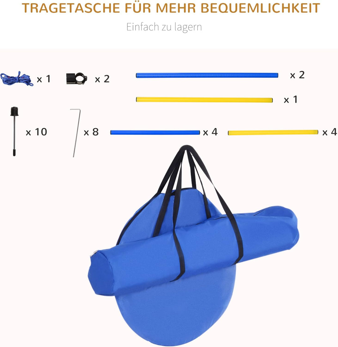 PawHut Agility-Übungs-Set Slalom-Hürden-Tunnel Hundesport Trainingsplatz PE+Polyester Blau+Gelb