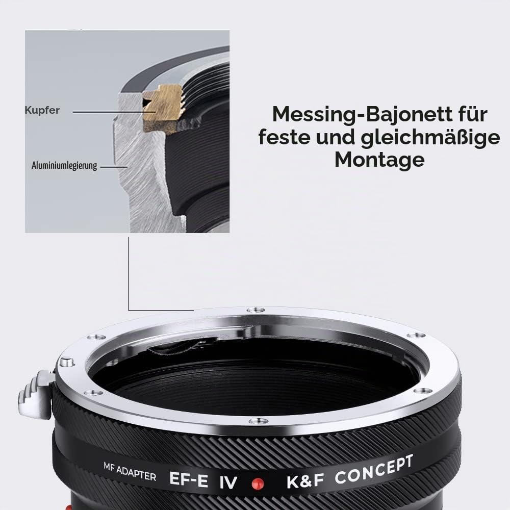 K&amp;F Concept Lens Mount Adapter EOS-NEX IV IV Manueller Fokus Kompatibel mit Canon (EF/EF-S) Objektiv