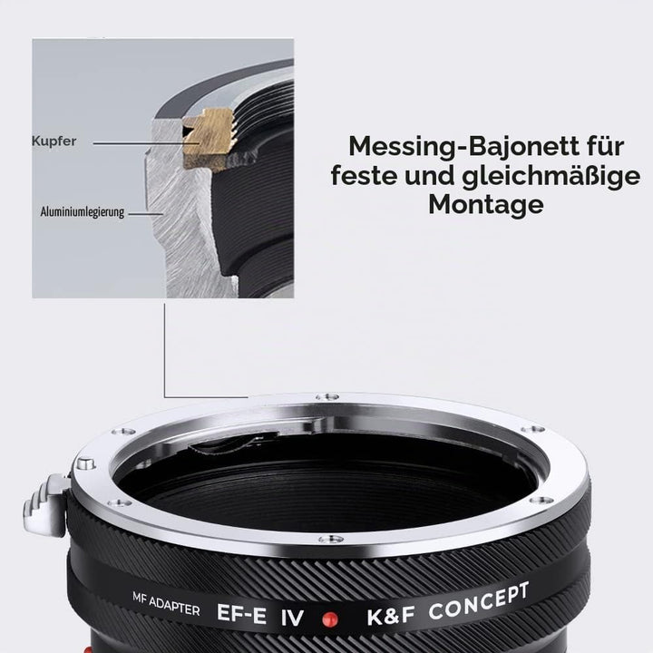 K&amp;F Concept Lens Mount Adapter EOS-NEX IV IV Manueller Fokus Kompatibel mit Canon (EF/EF-S) Objektiv